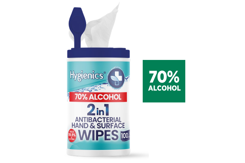 2 in 1 Anti-Bacterial Wipes 100 Pack